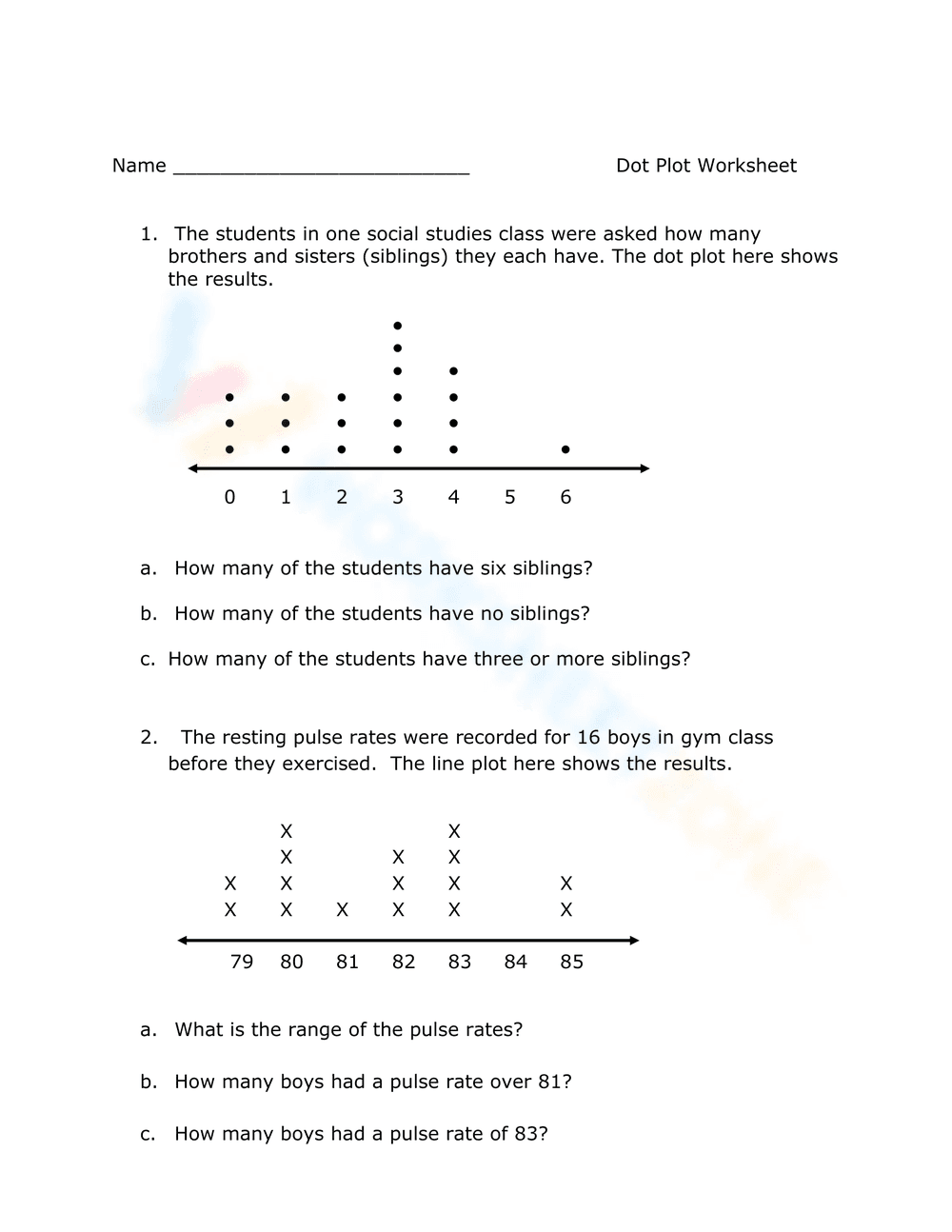 Dot Plot Exercise - Page 1