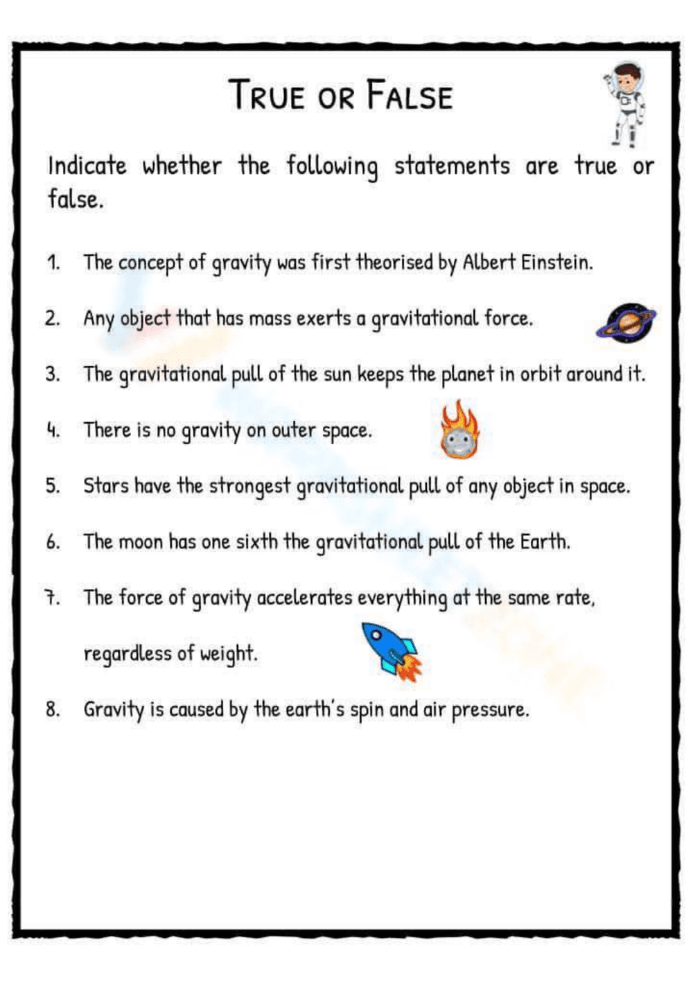 Gravity Facts & Worksheets - Page 1
