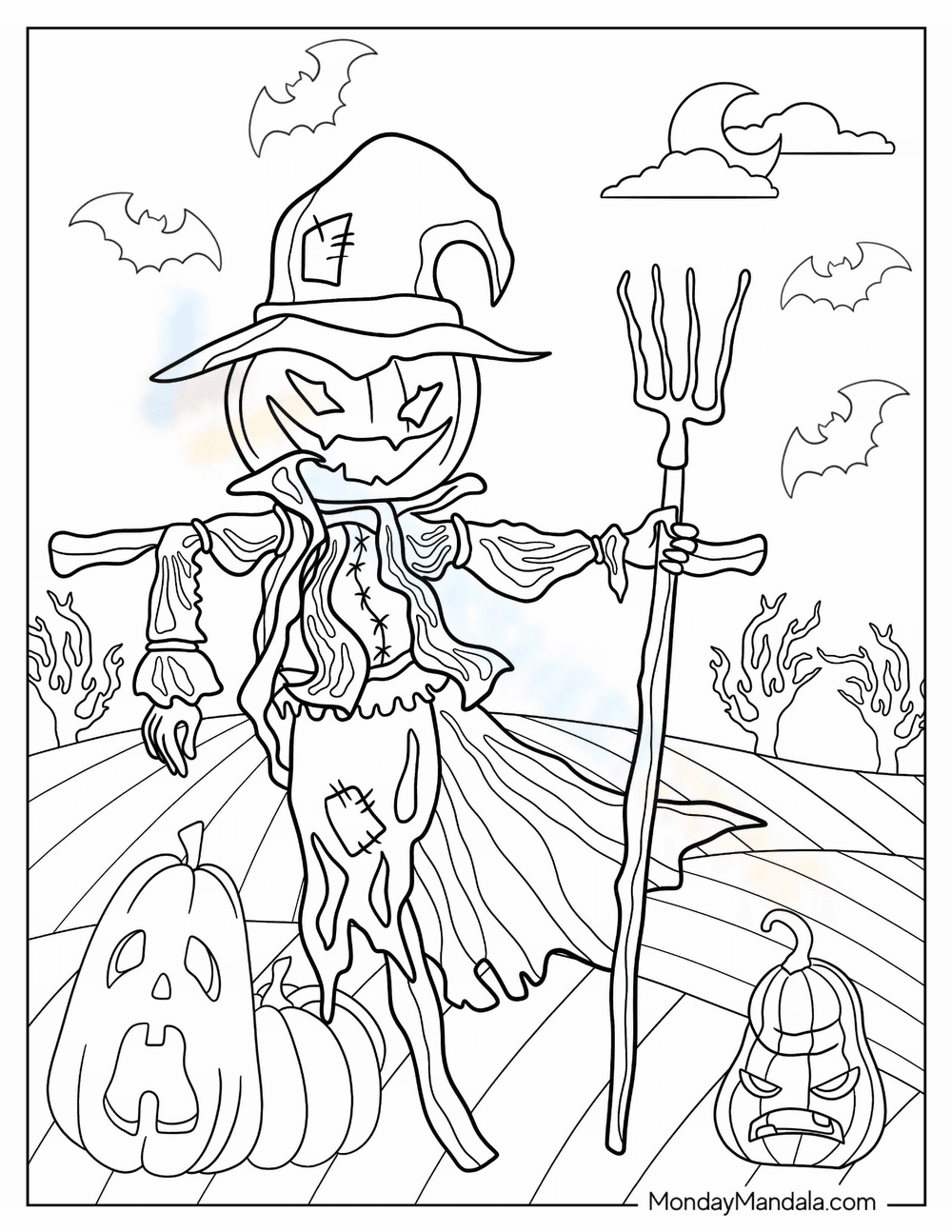 Scary Scarecrow with Jack-o-Lantern Head - Page 1