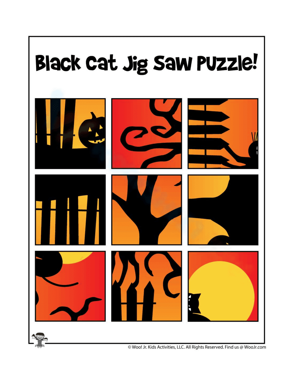 Cut and Paste Halloween Puzzle Worksheet - Page 1