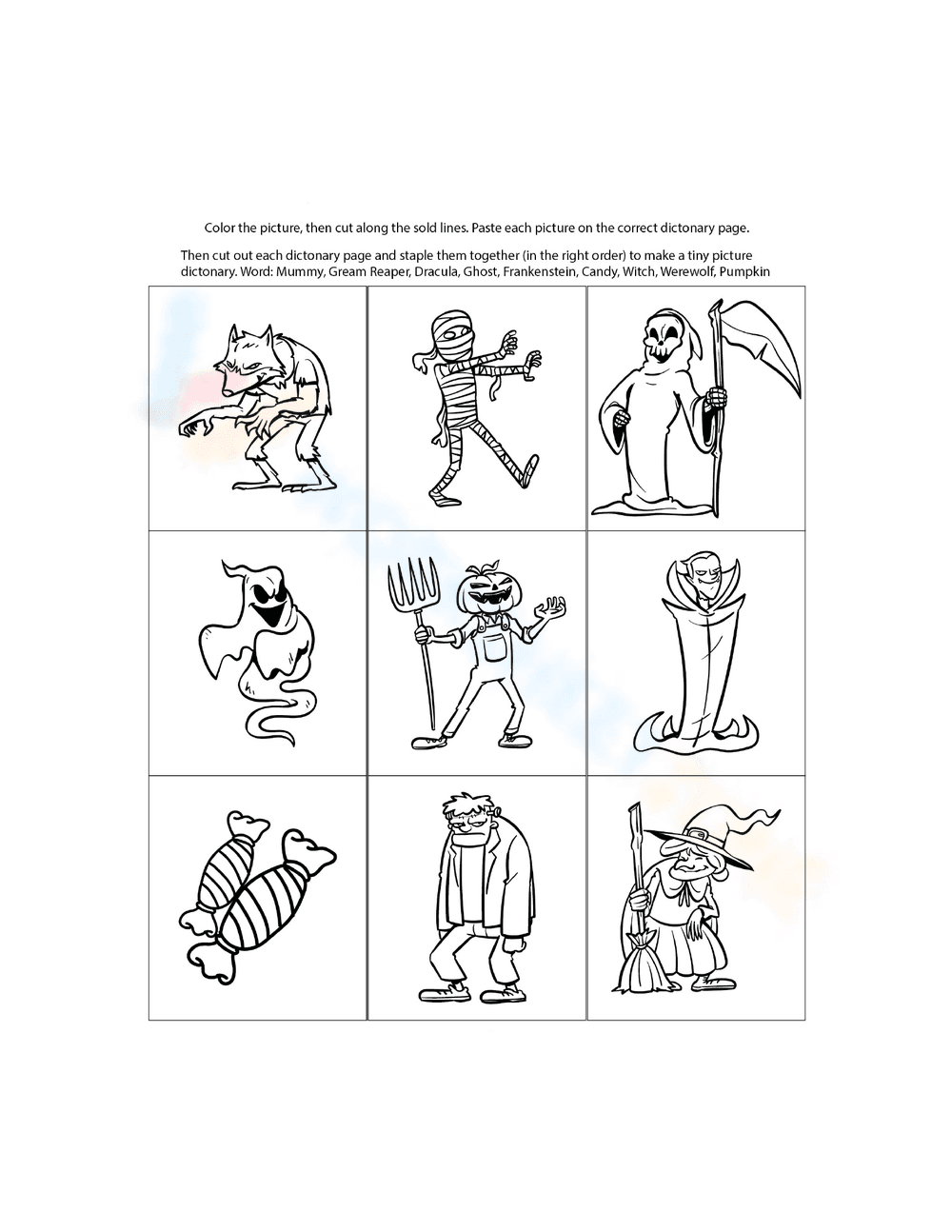 Halloween Color Cut and Paste - Page 1