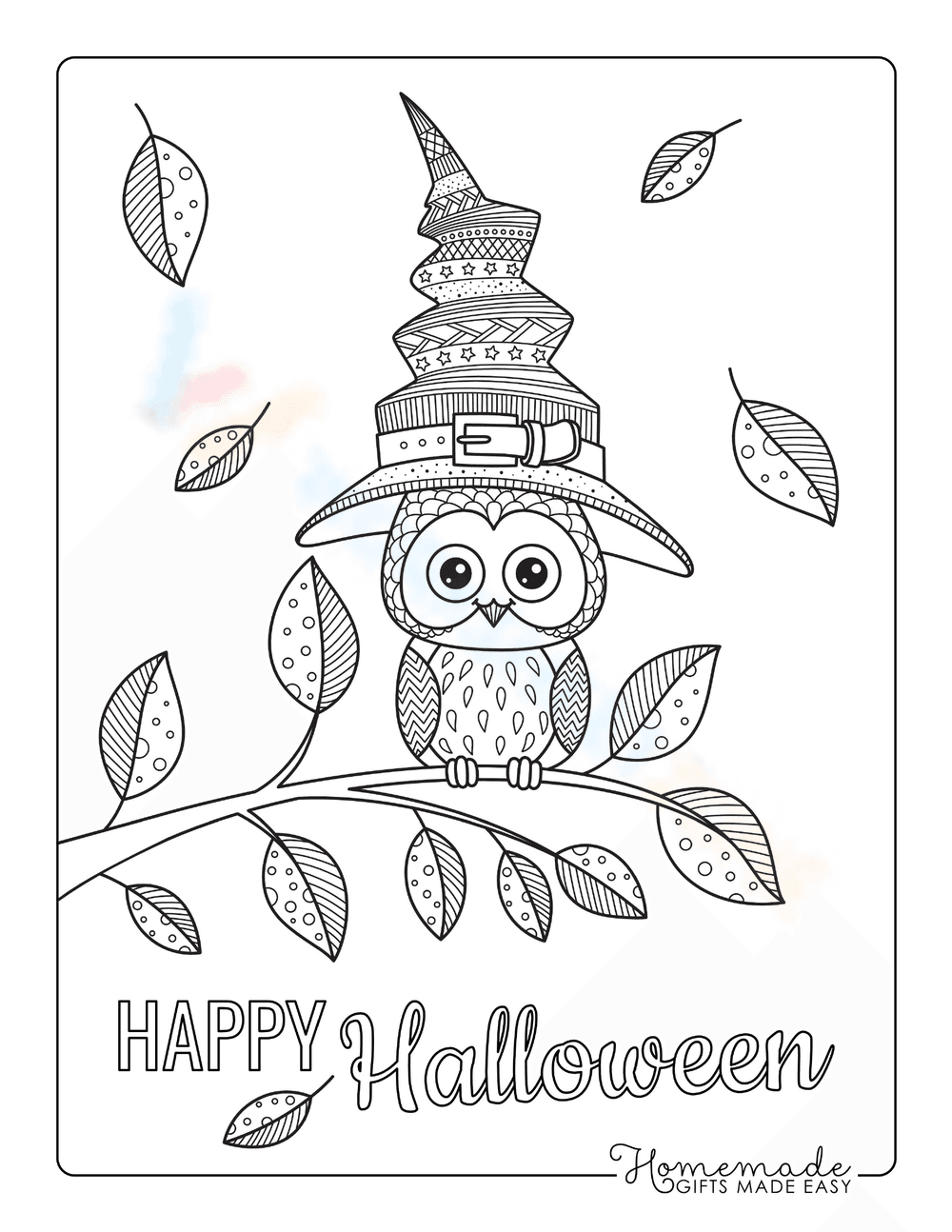 Cute Owl Halloween Coloring Page - Page 1