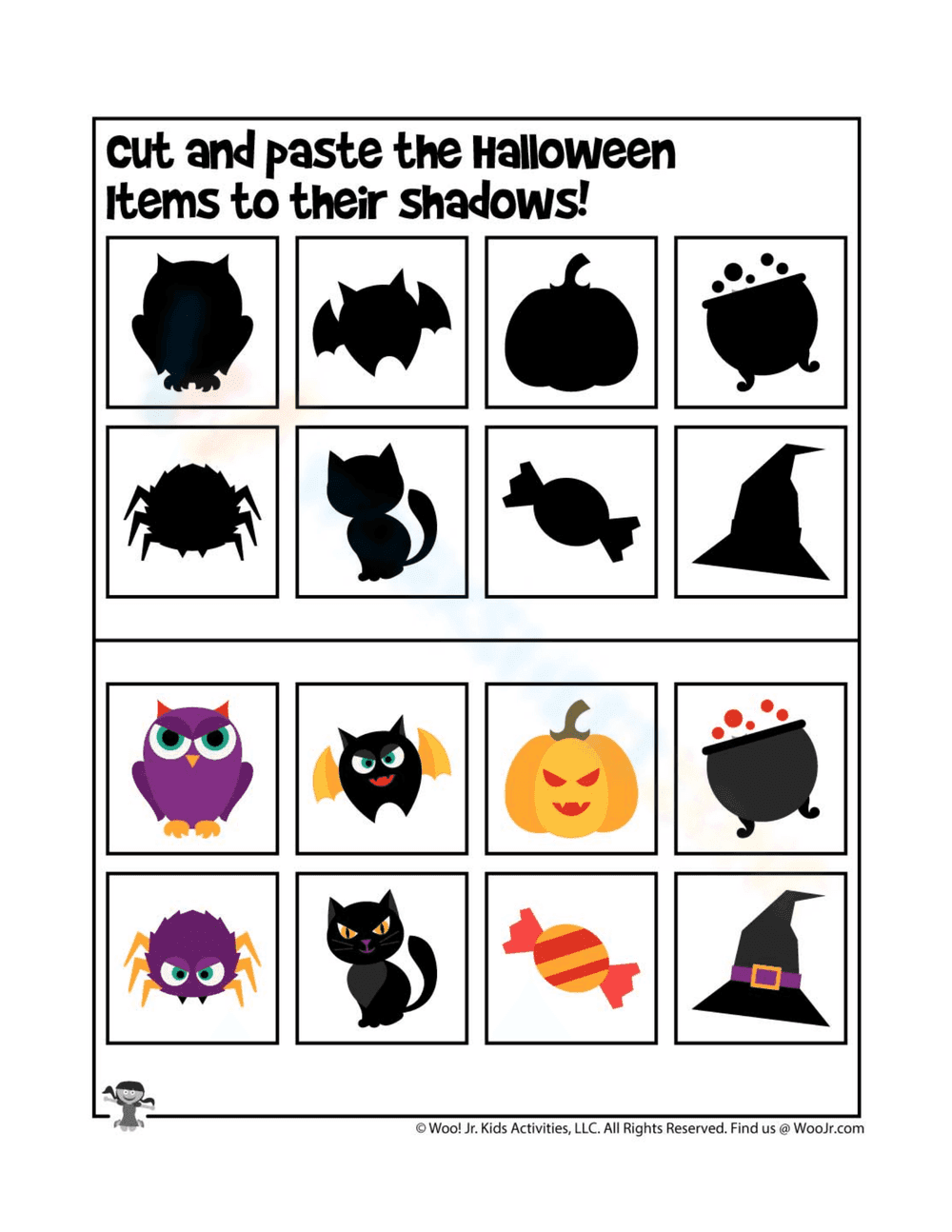Halloween Cut and Paste Shadow Matching - Page 1