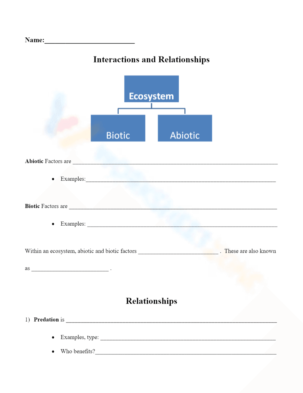 Biotic & Abiotic Interactions & Relationships - Page 1