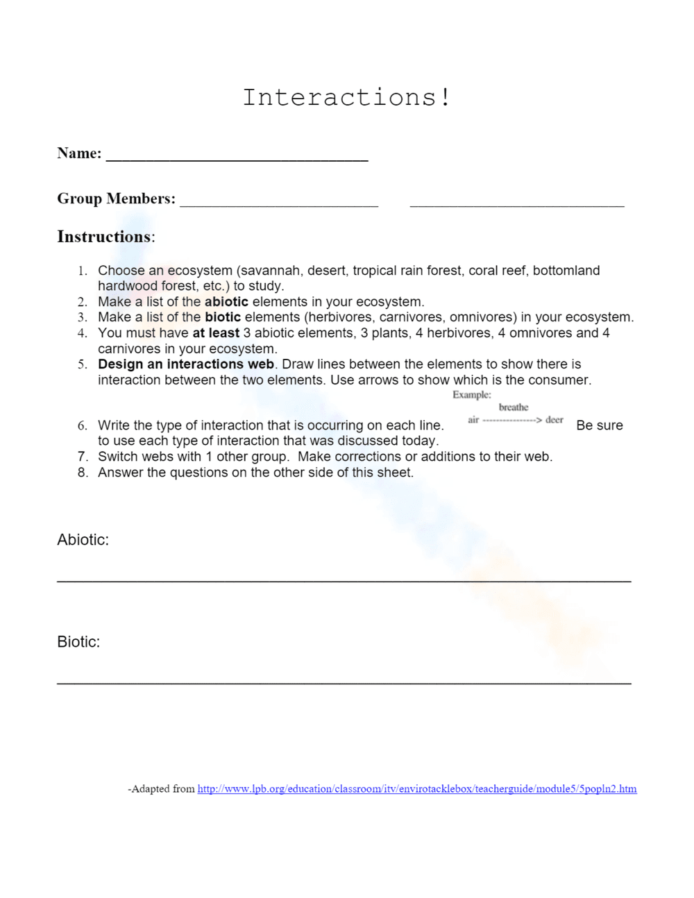 Interactions Between Abiotic and Biotic Elements - Page 1