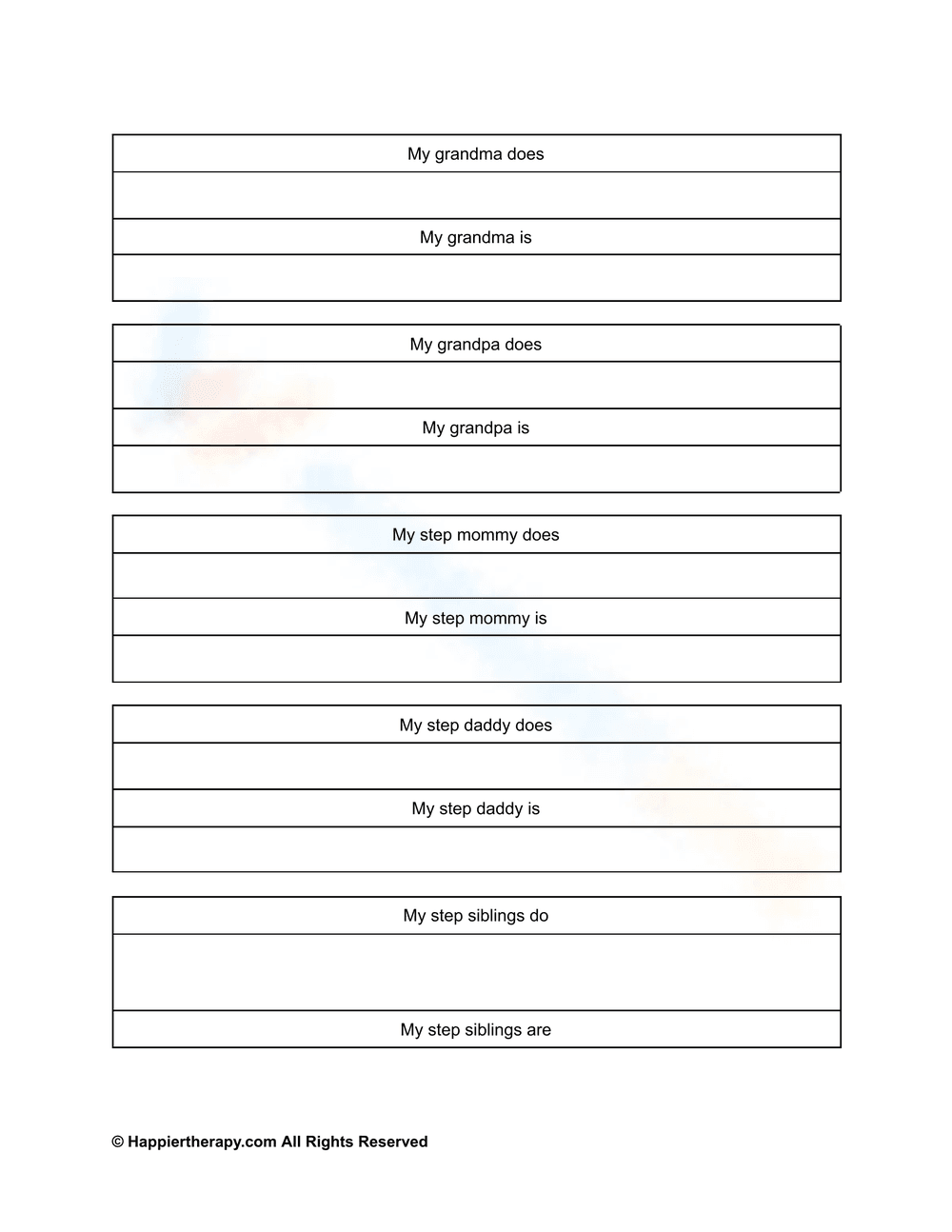 Roles of Family Members Worksheet for Kindergarten - Page 2