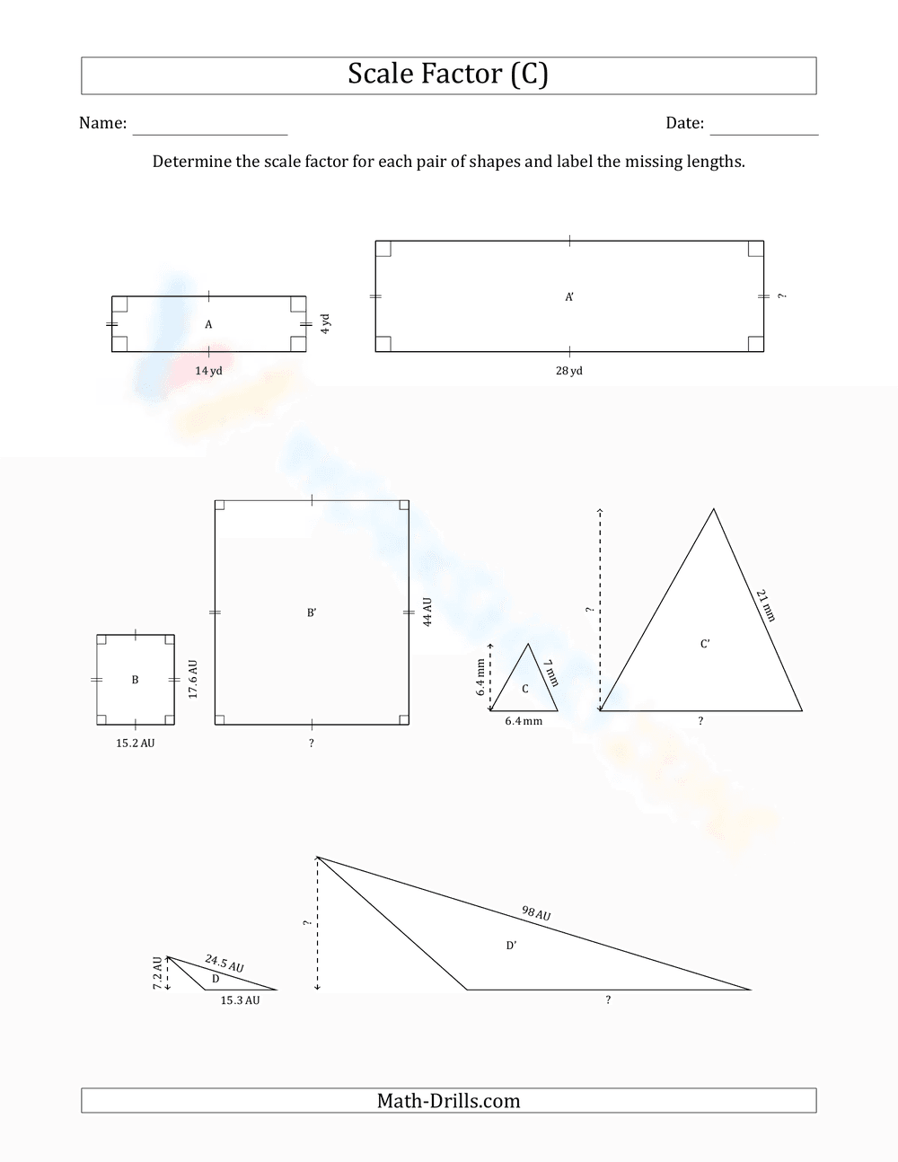 Calculate Scale Factor: Practice Problems - Page 1