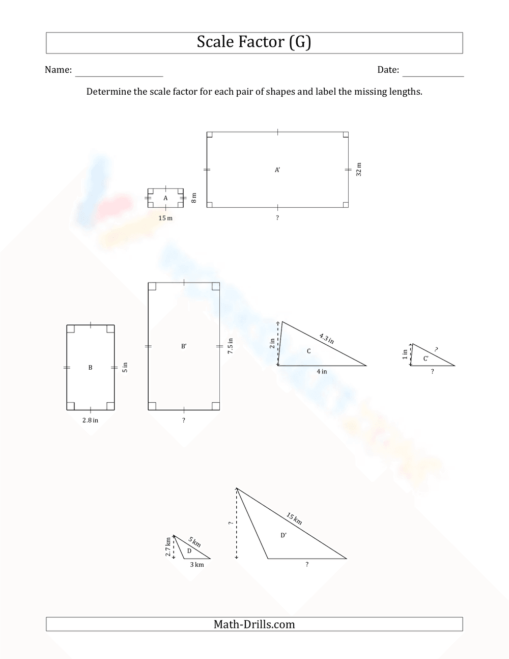 Scale Factor Worksheet - Page 1