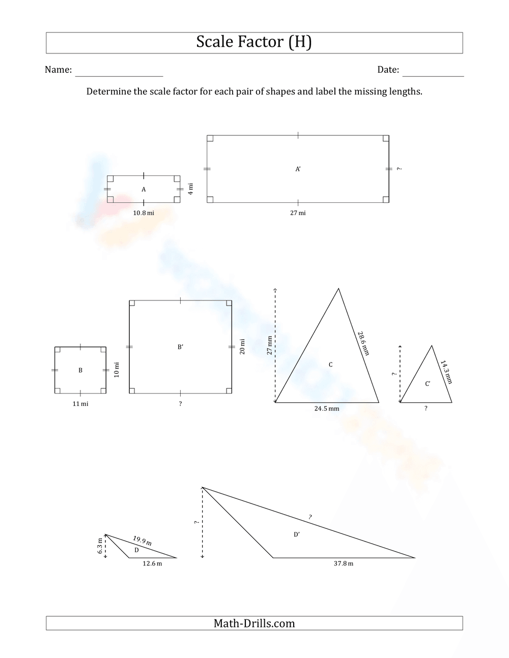 Scale Factor: Practice Problems - Page 1