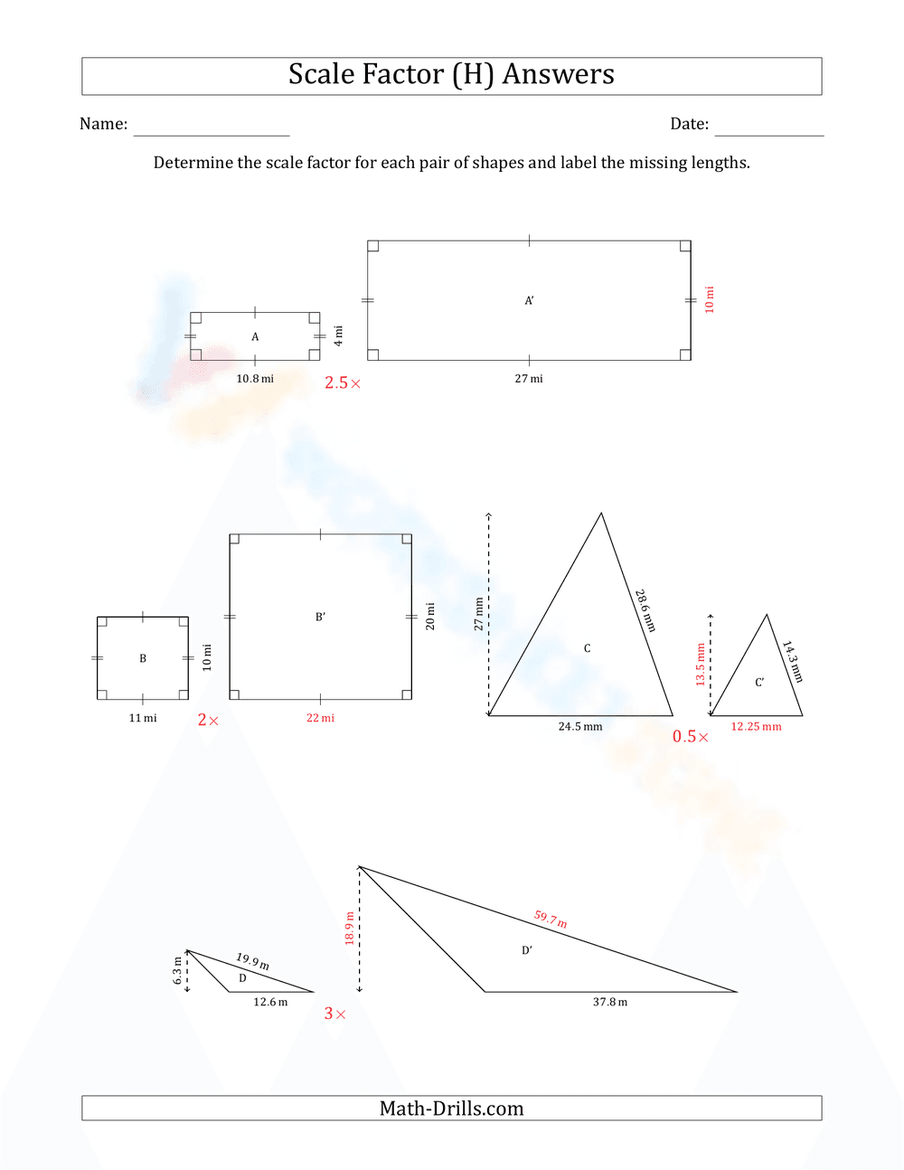 Scale Factor: Practice Problems - Page 2