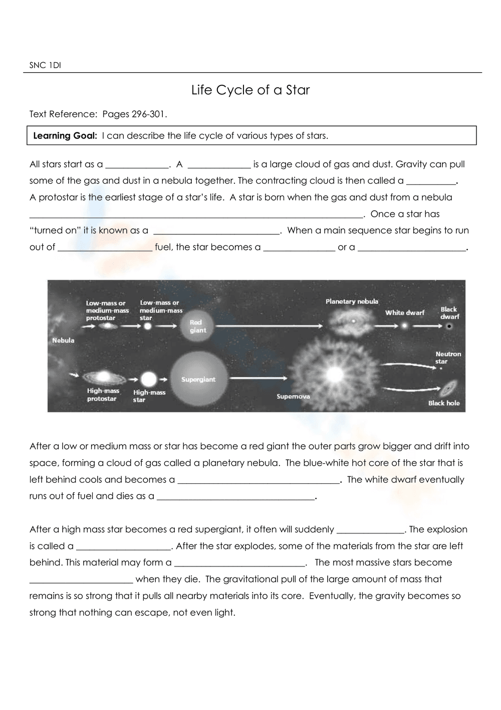 Lifecycle & Characteristics of Stars - Page 1