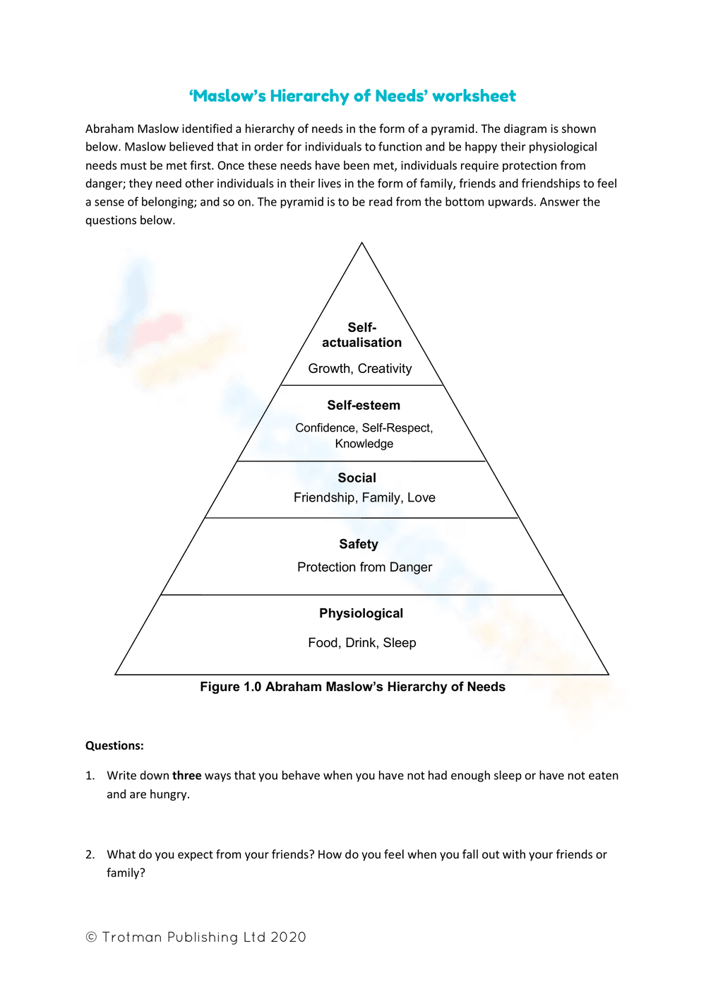 Identifying What You Want Worksheet - Page 1