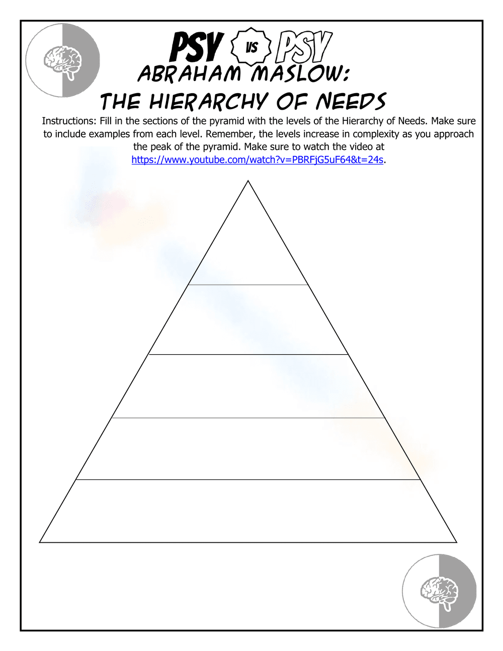 Understanding Maslow's Hierarchy of Needs Worksheet - Page 1