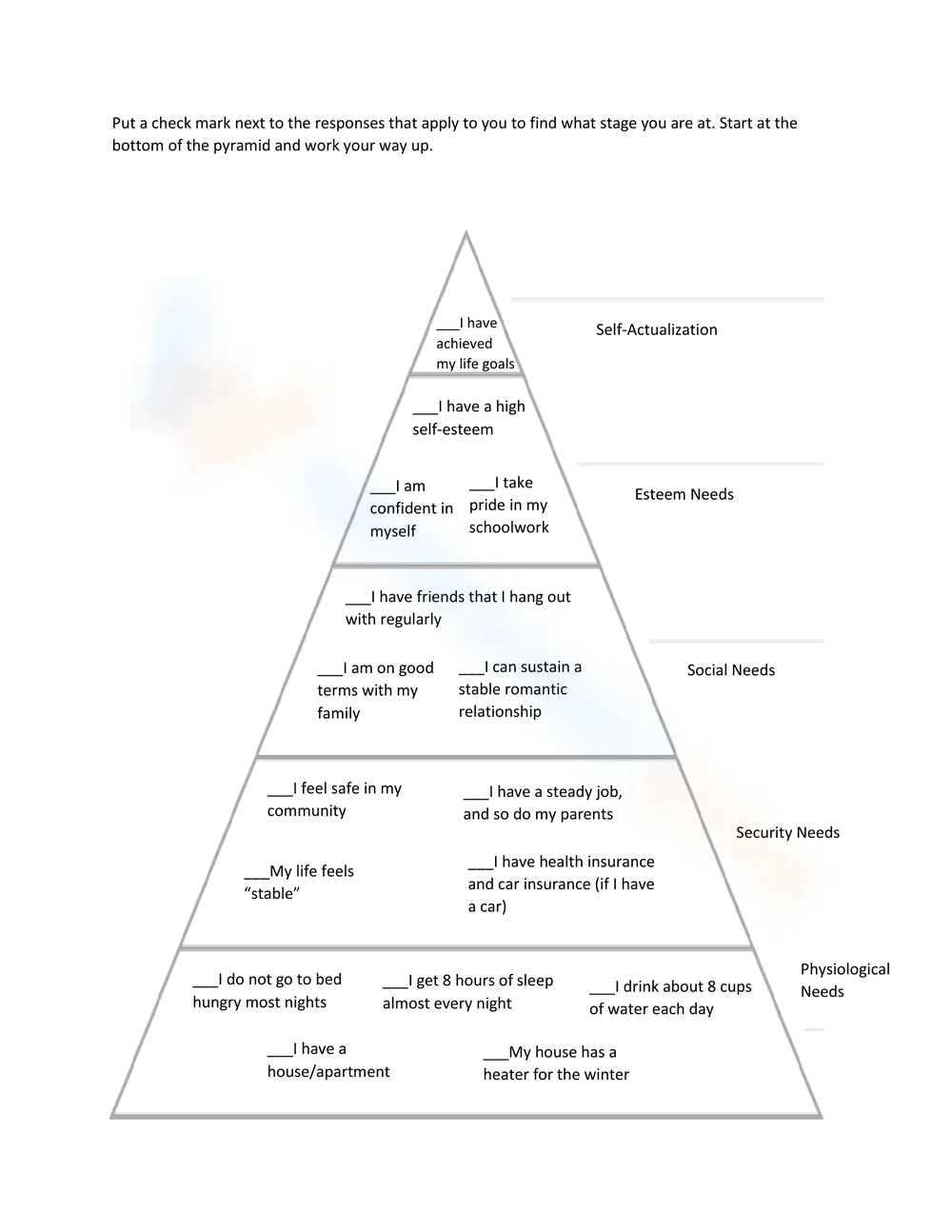 Matching Activity: Understanding Maslow's Hierarchy of Needs - Page 2