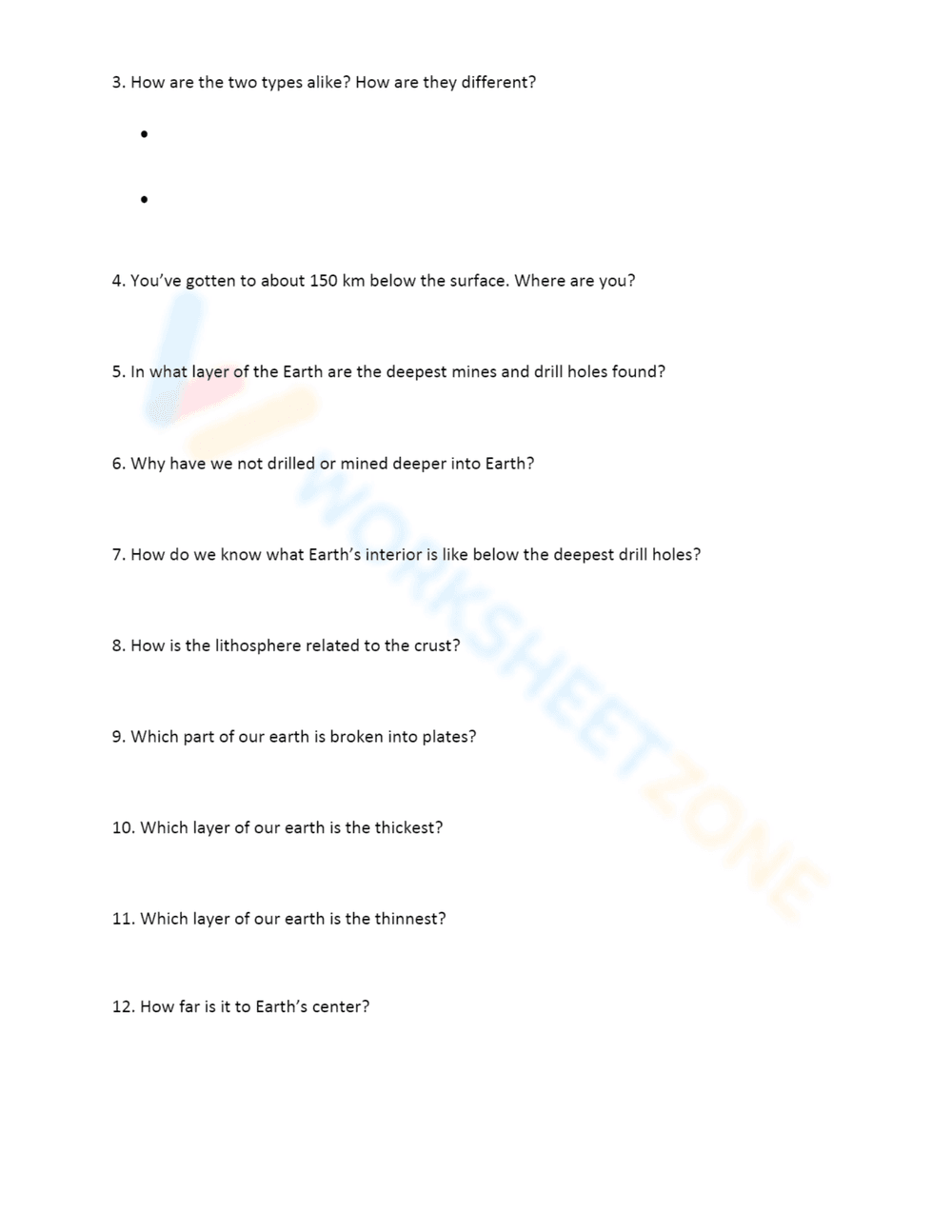 Earth Layers Worksheet for Students - Page 2