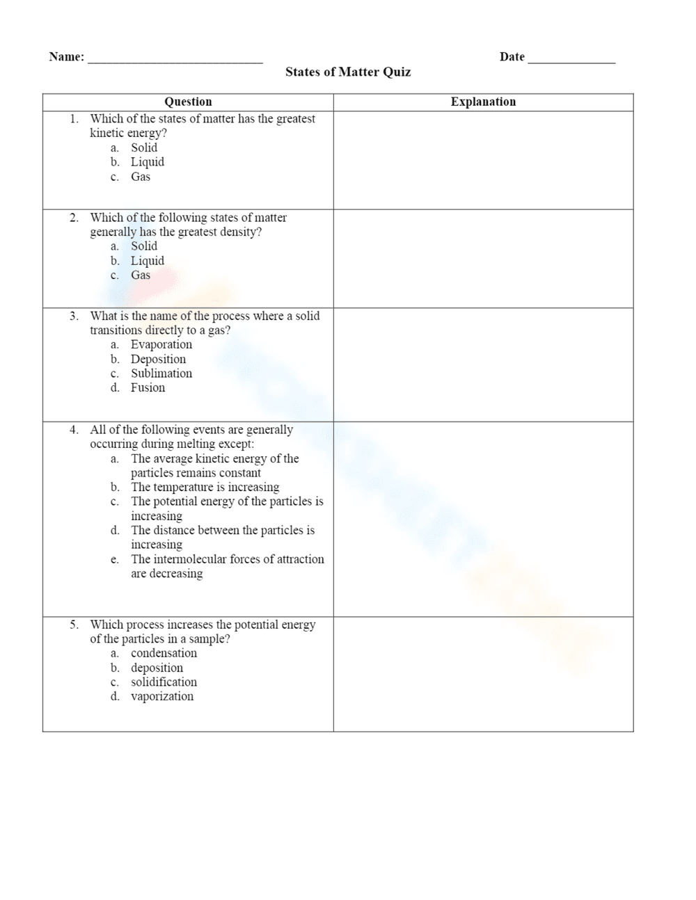 Heating Curve and Cooling Worksheet - Page 2