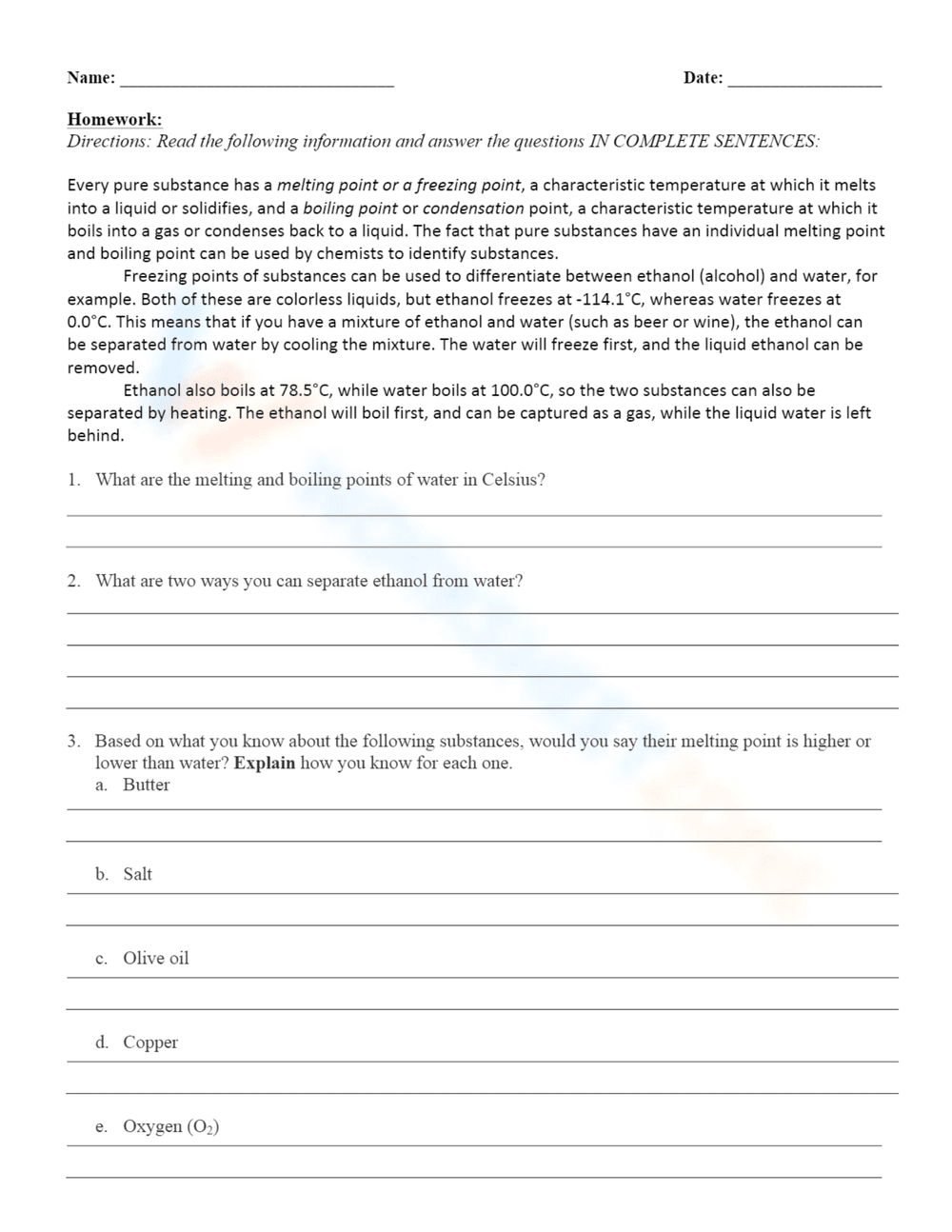 Heating Curve and Cooling Worksheet - Page 4