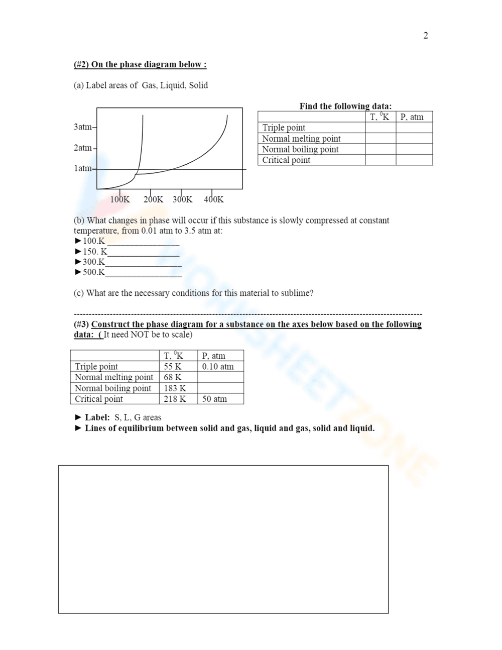 Heating Curves and Phase Diagram Worksheet - Page 2