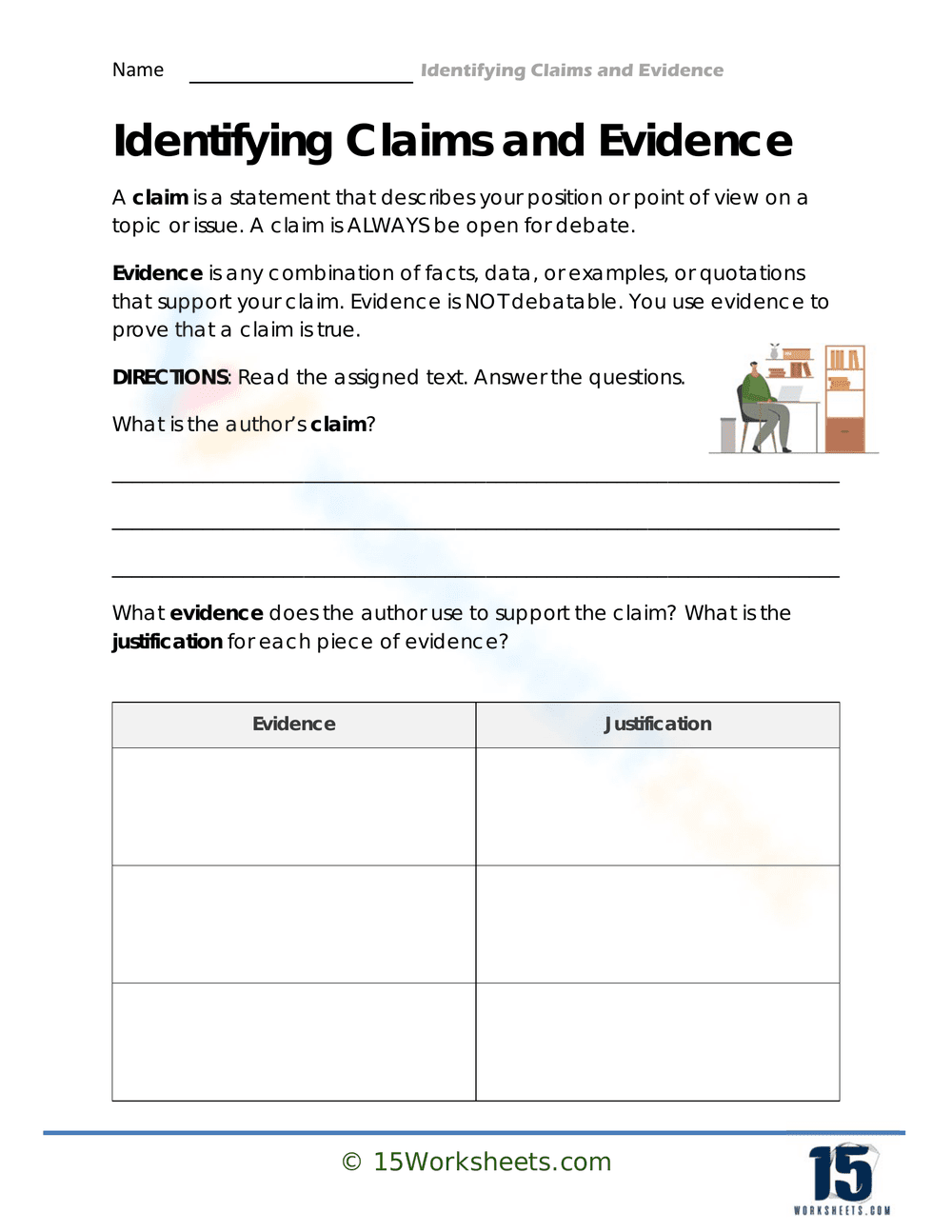 Explore Justifiable Claims Worksheet - Page 1