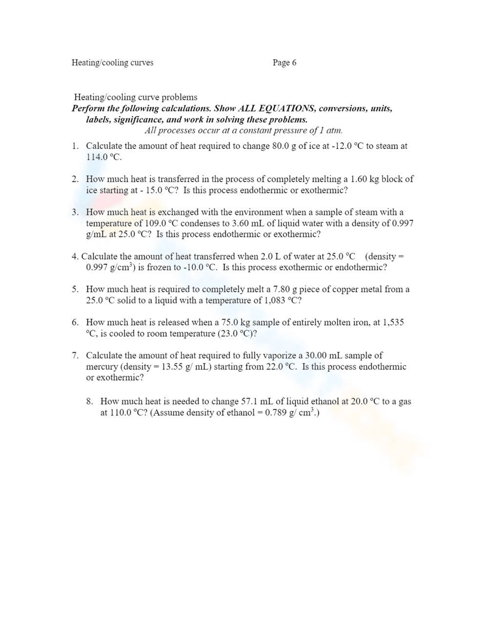 Honors Chemistry: Heating Cooling Curve of Water - Page 6