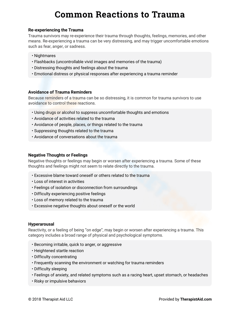 Understand Common Reactions to Trauma - Page 1