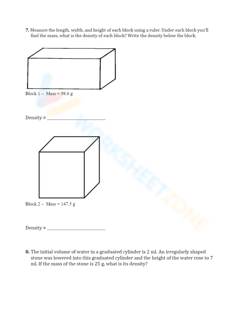 Mastering Density Calculations Worksheet - Page 2