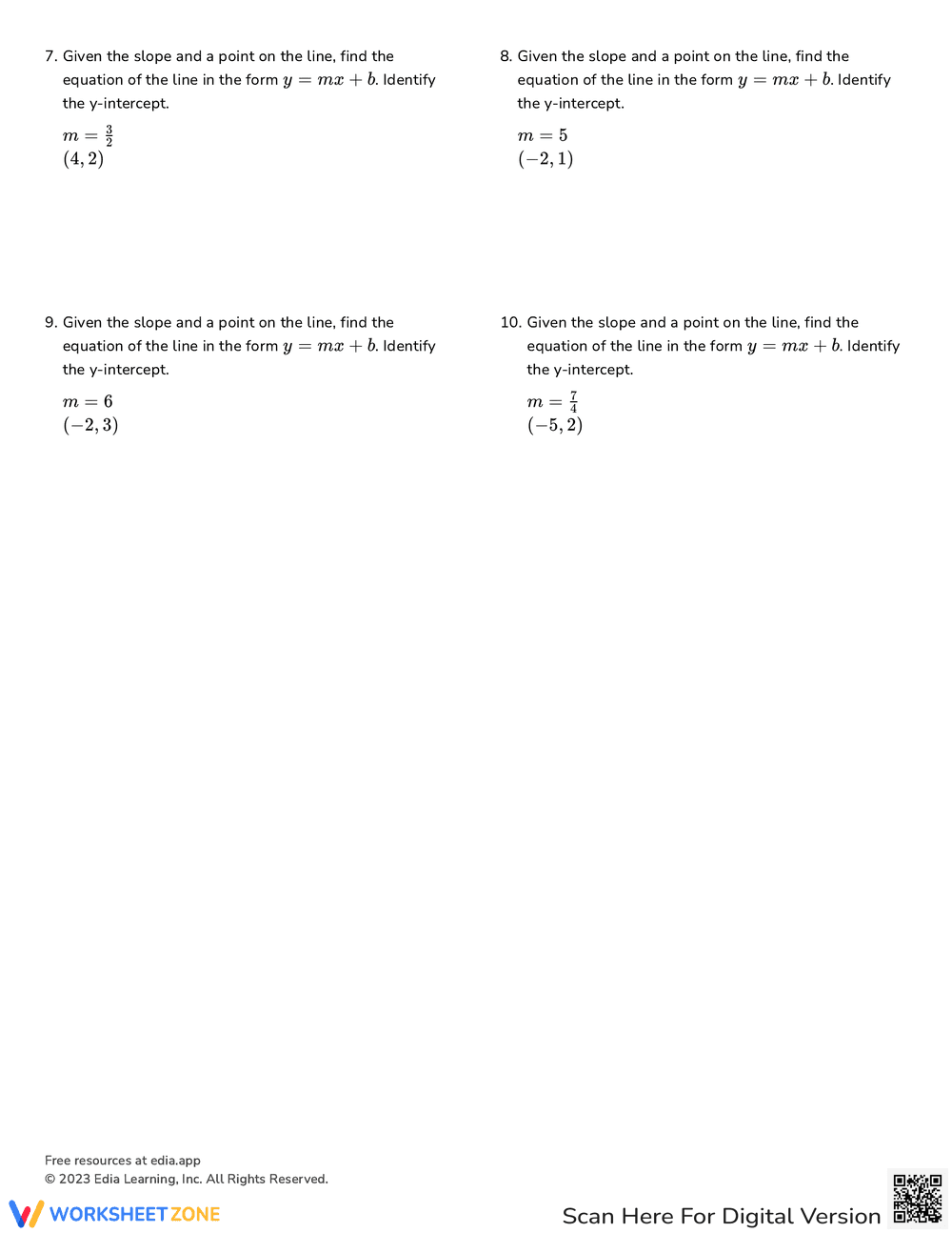 Find the Y-Intercept Worksheet - Page 2