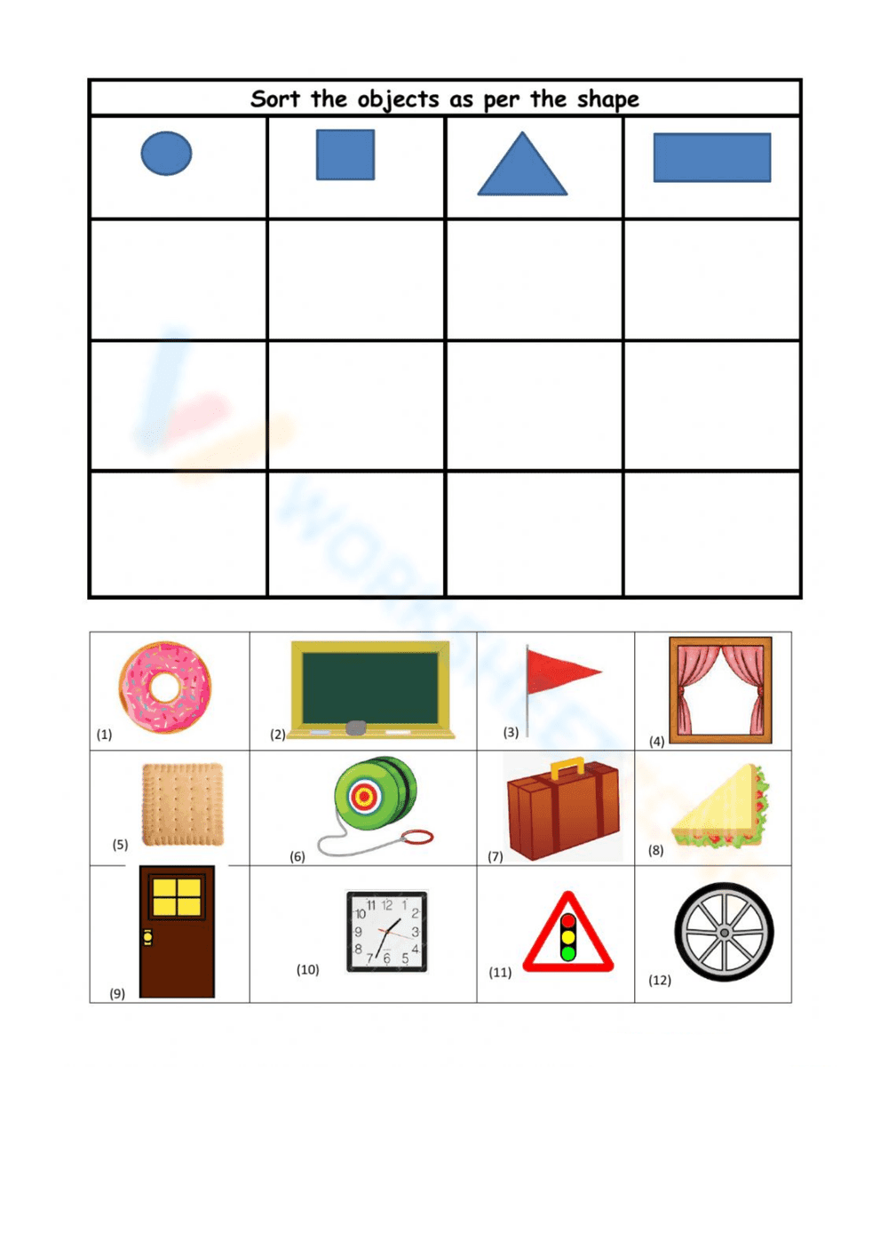 Fun Sorting Shapes Worksheet for Kids - Page 1