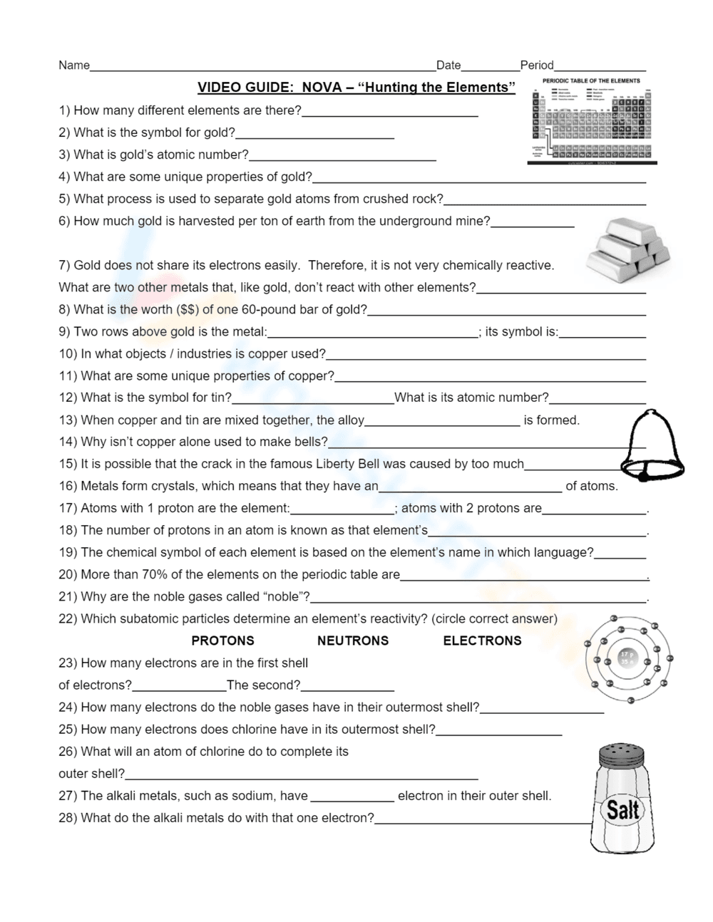 Nova Hunting the Elements Worksheet - Page 1