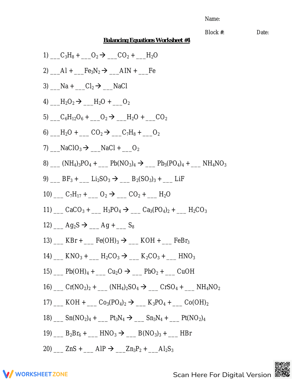 Balancing Equations Worksheet - Page 2