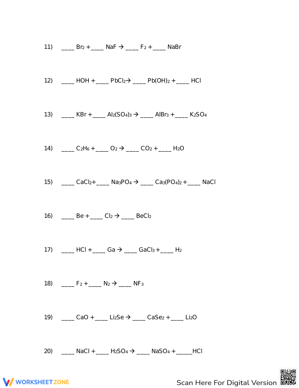 Balancing Equations Worksheet Practice - Page 2