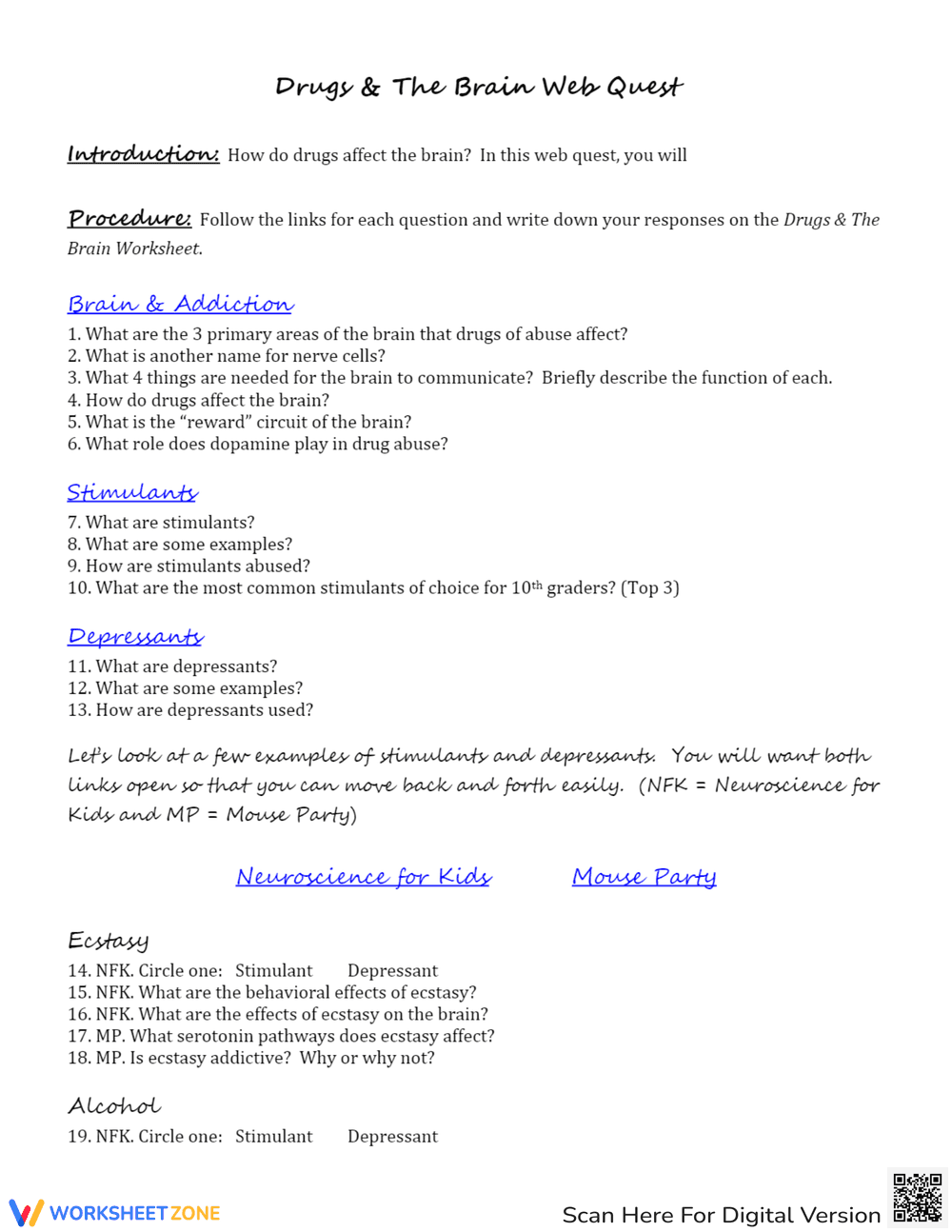 Drugs and the Brain Web Quest - Page 1
