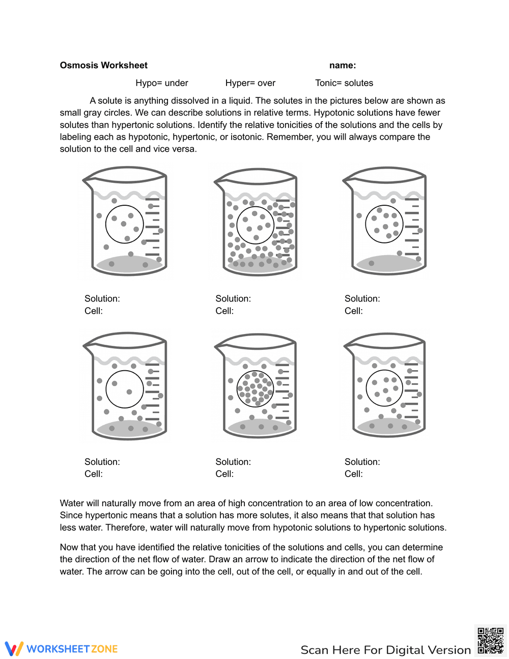 Osmosis Worksheet - Page 1
