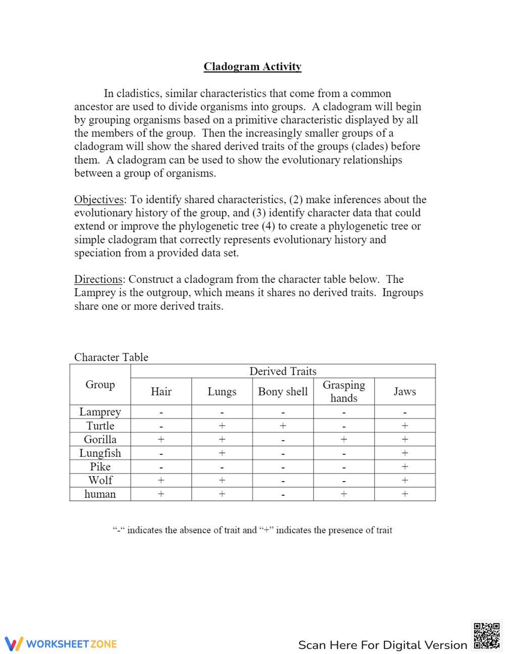 Cladogram Activity: Understanding Evolutionary Relationships - Page 1
