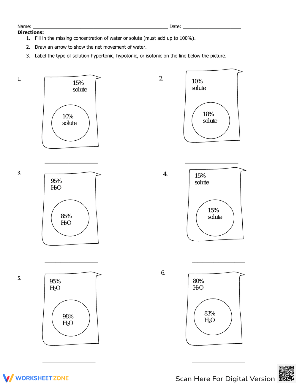 Osmosis Practice Worksheet: Real-World Scenarios - Page 1
