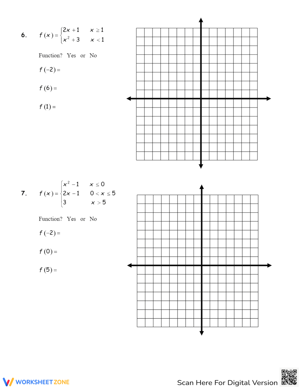 Piecewise Functions with Quadratic Worksheet - Page 3