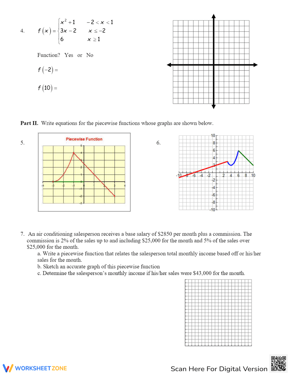 Piecewise Functions Worksheet: Advanced Practice - Page 2