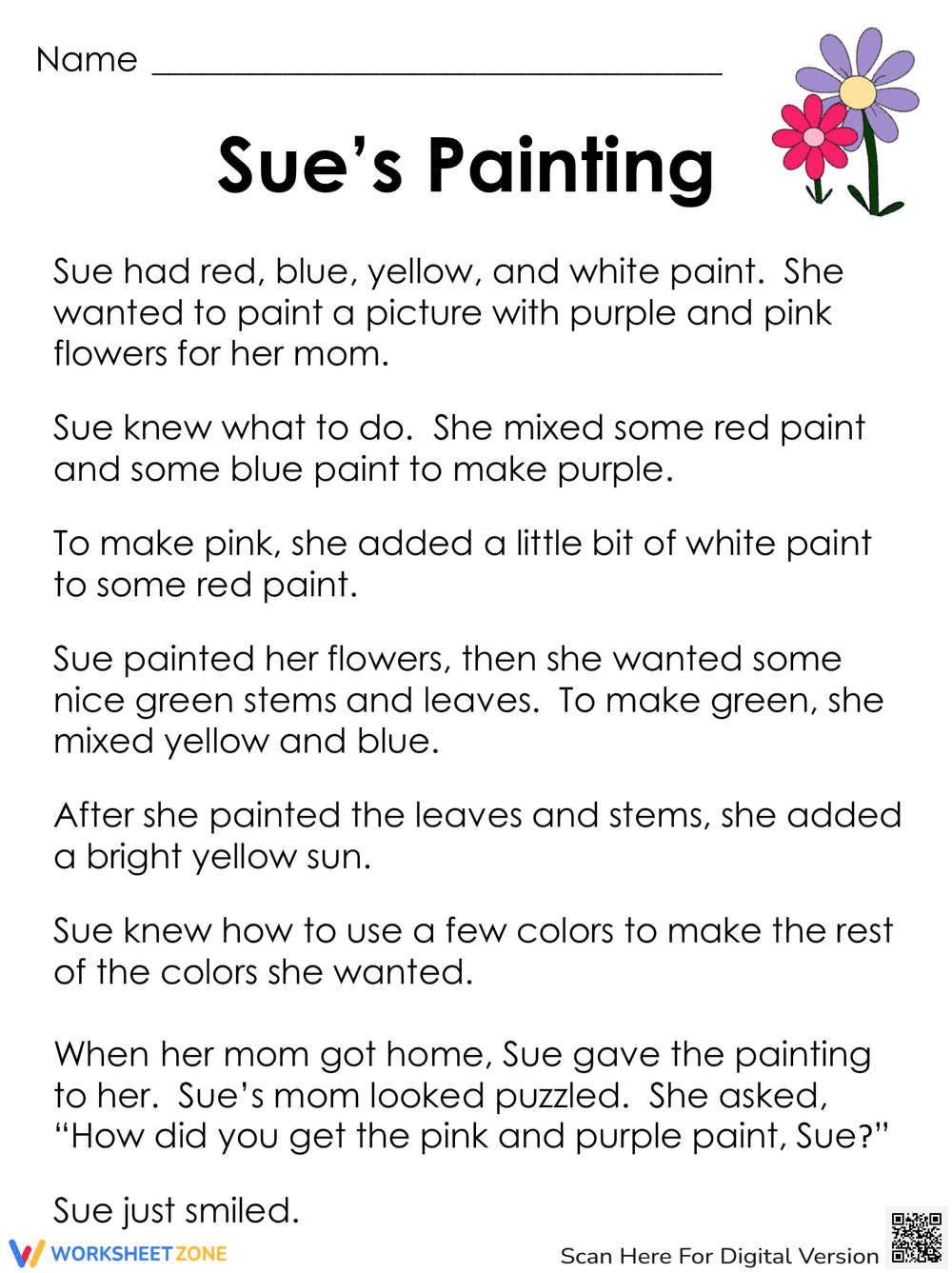 Calculating Area and Perimeter: Sue's Painting - Page 1