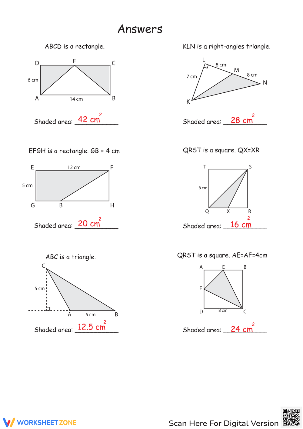 Area Within Triangles: Geometry Worksheet - Page 2