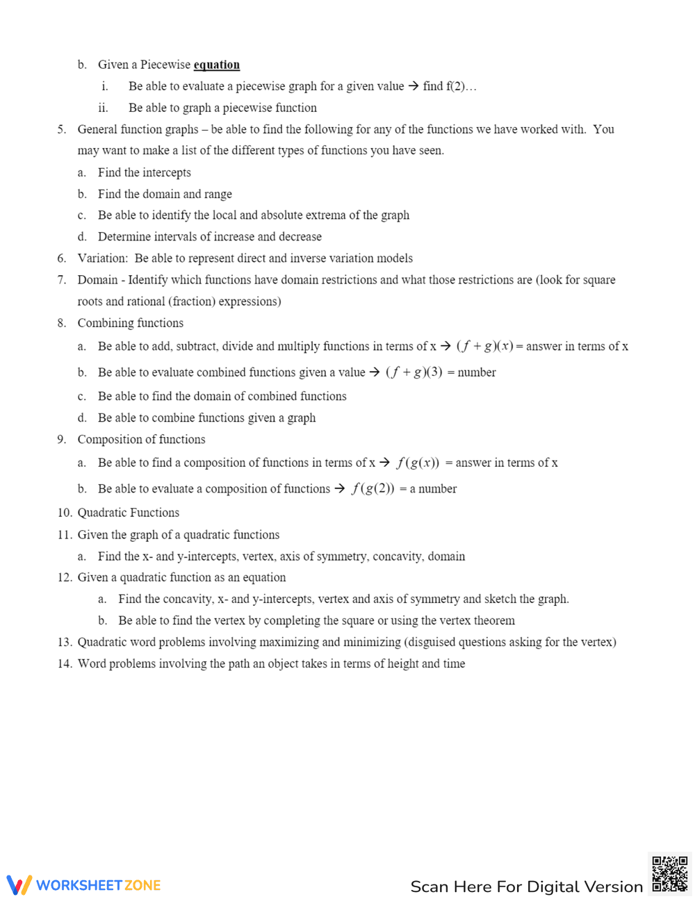 Piecewise Functions Worksheet - Page 2