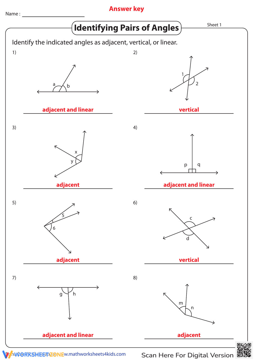 Identifying Pairs of Angles - Page 2