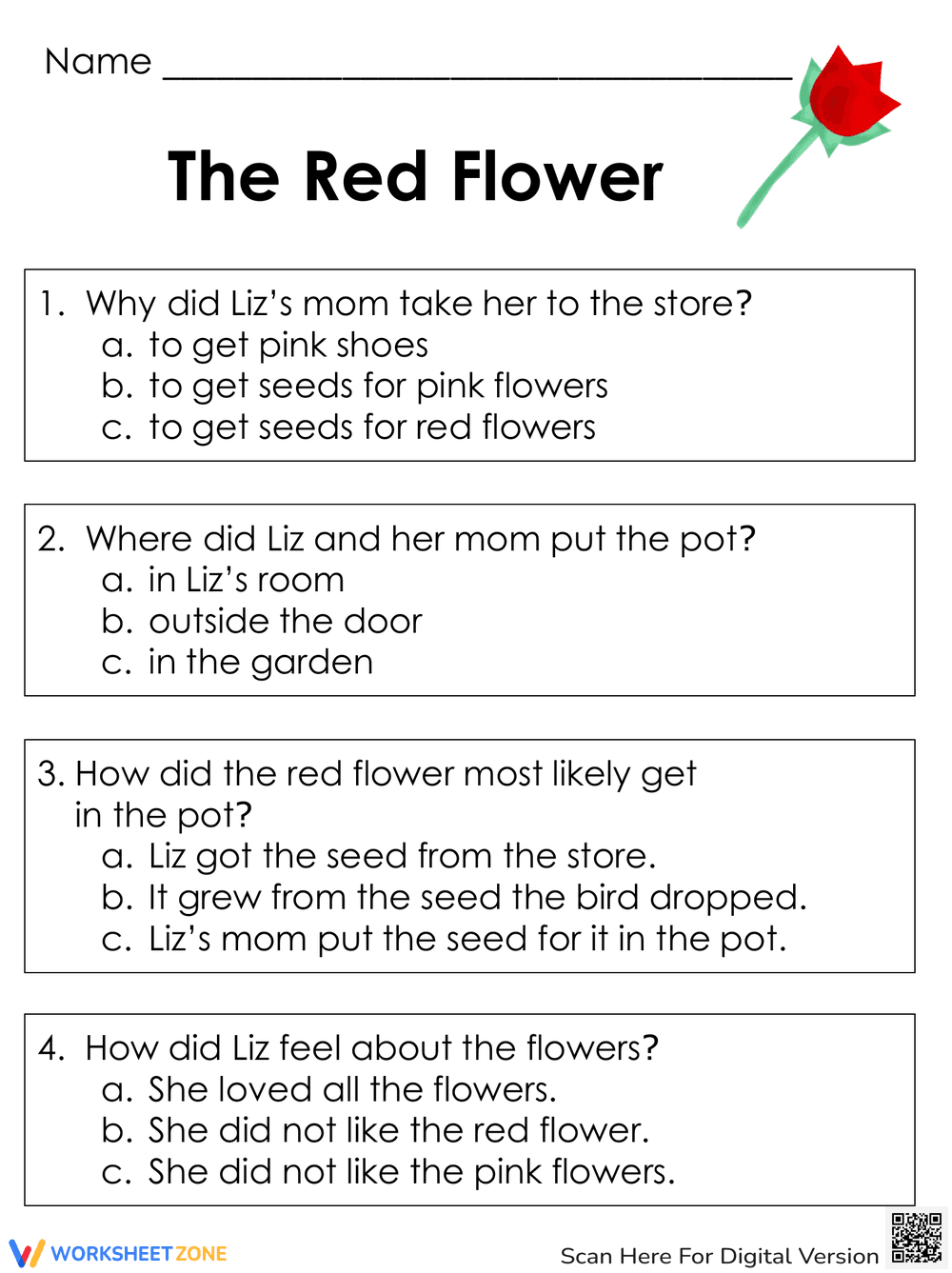 The Red Flower: A Reading Comprehension Exercise - Page 2