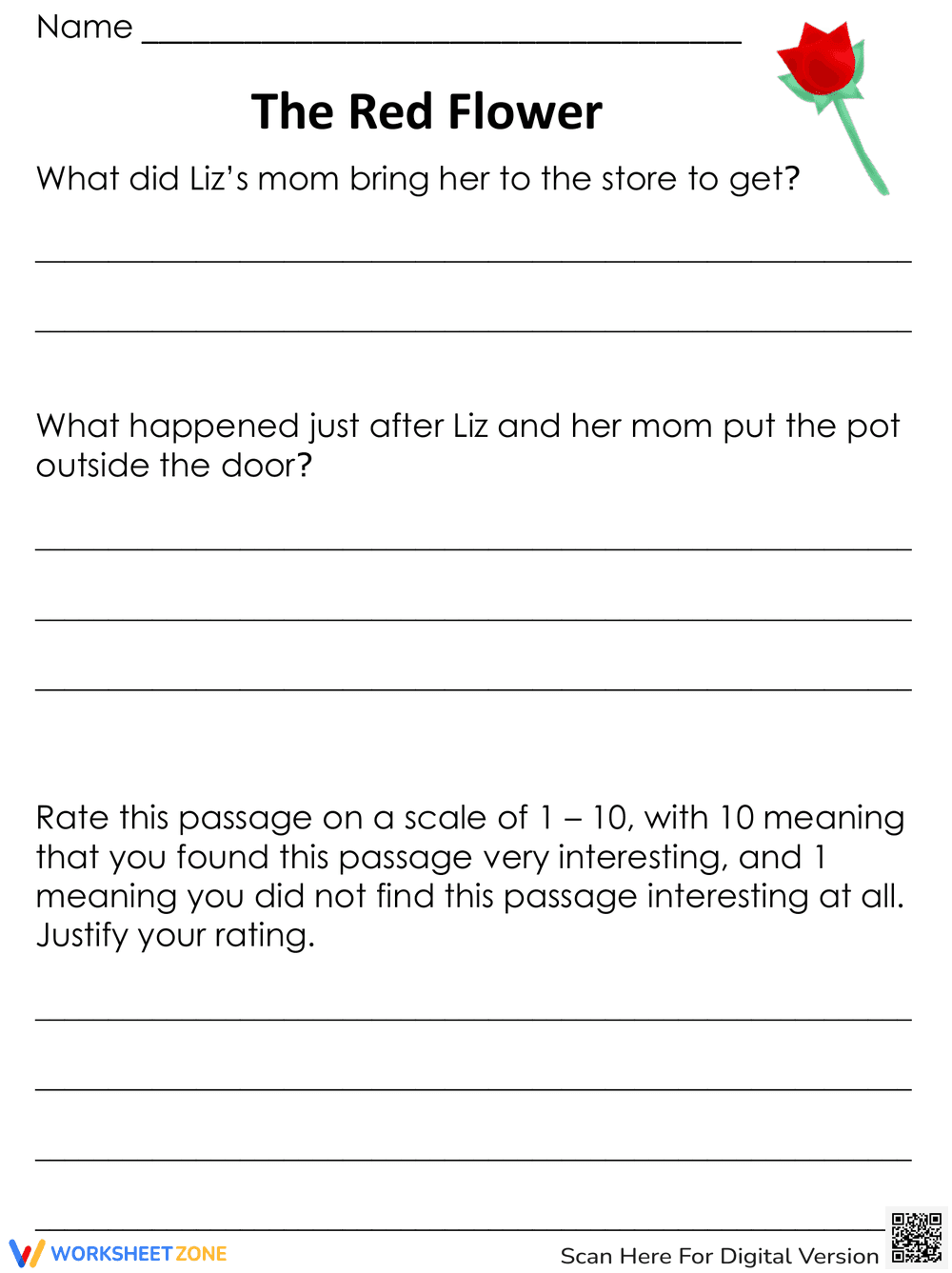 The Red Flower: A Reading Comprehension Exercise - Page 3