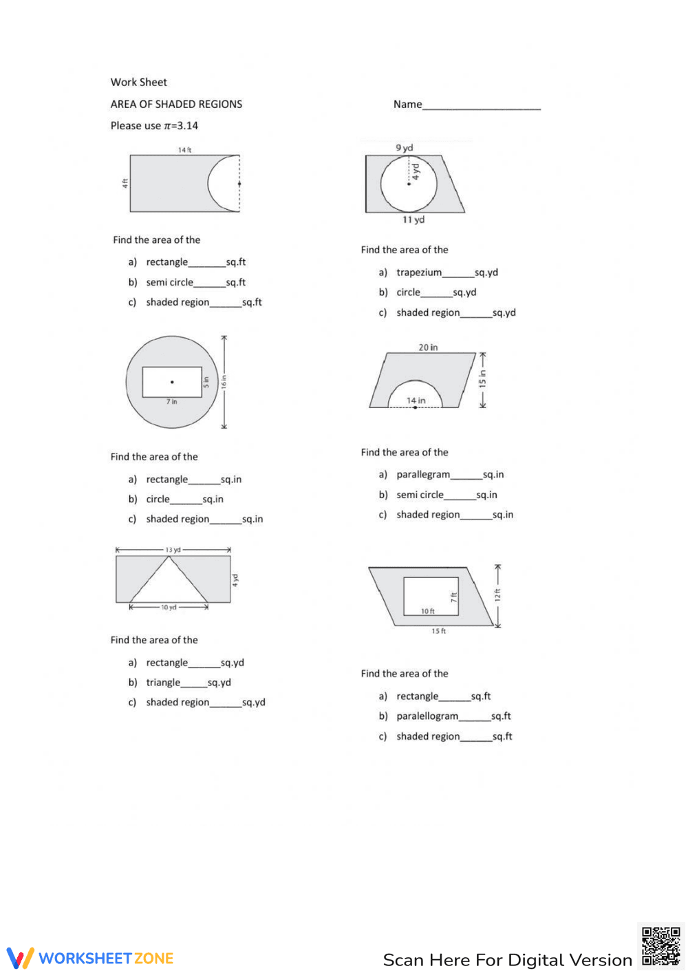 Calculating Area: Shaded Regions Geometry Practice - Page 1