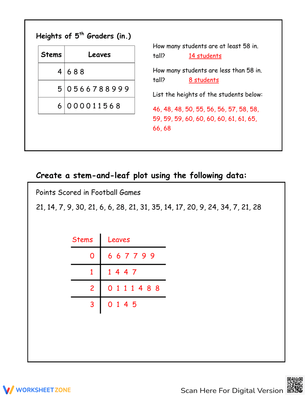 Stem and Leaf Plot: Data Representation Practice - Page 4