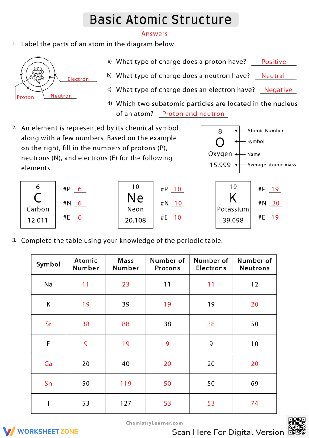 Basic Atomic Structure Worksheet - Page 2