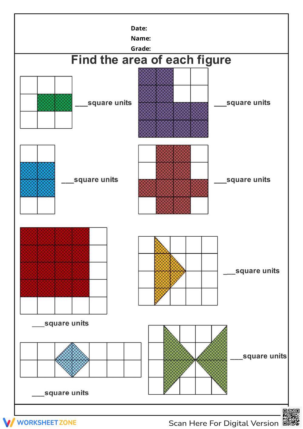 Finding Area of Shaded Region Worksheet - Page 1