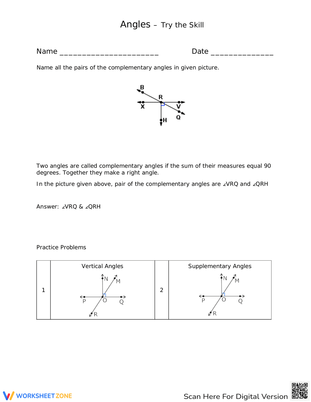 Practice Angles with this Geometry Lesson Worksheet - Page 1