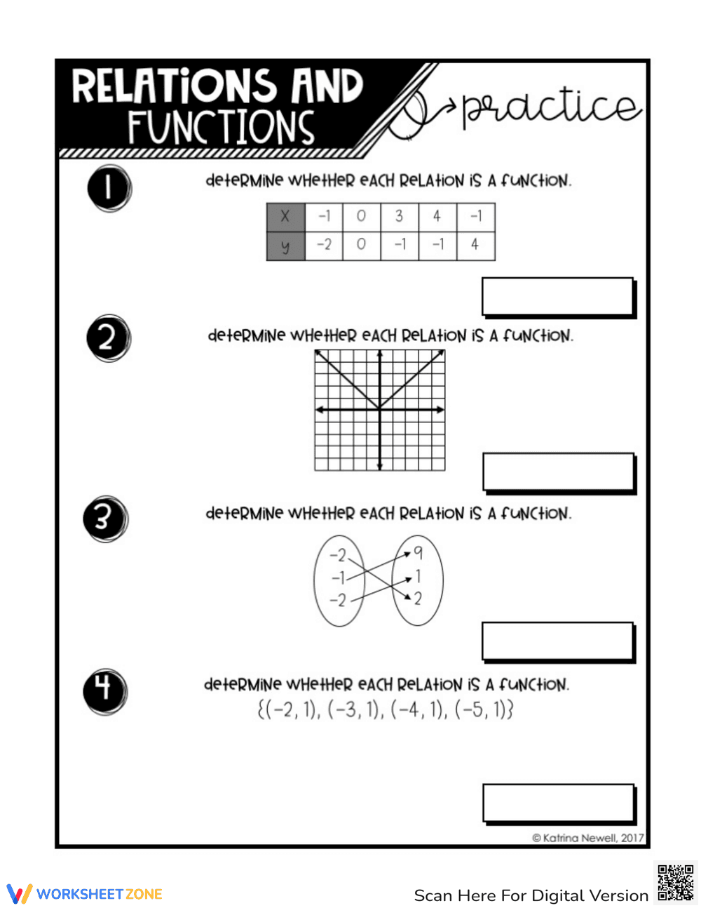 Practice Relations and Functions with this Worksheet - Page 1