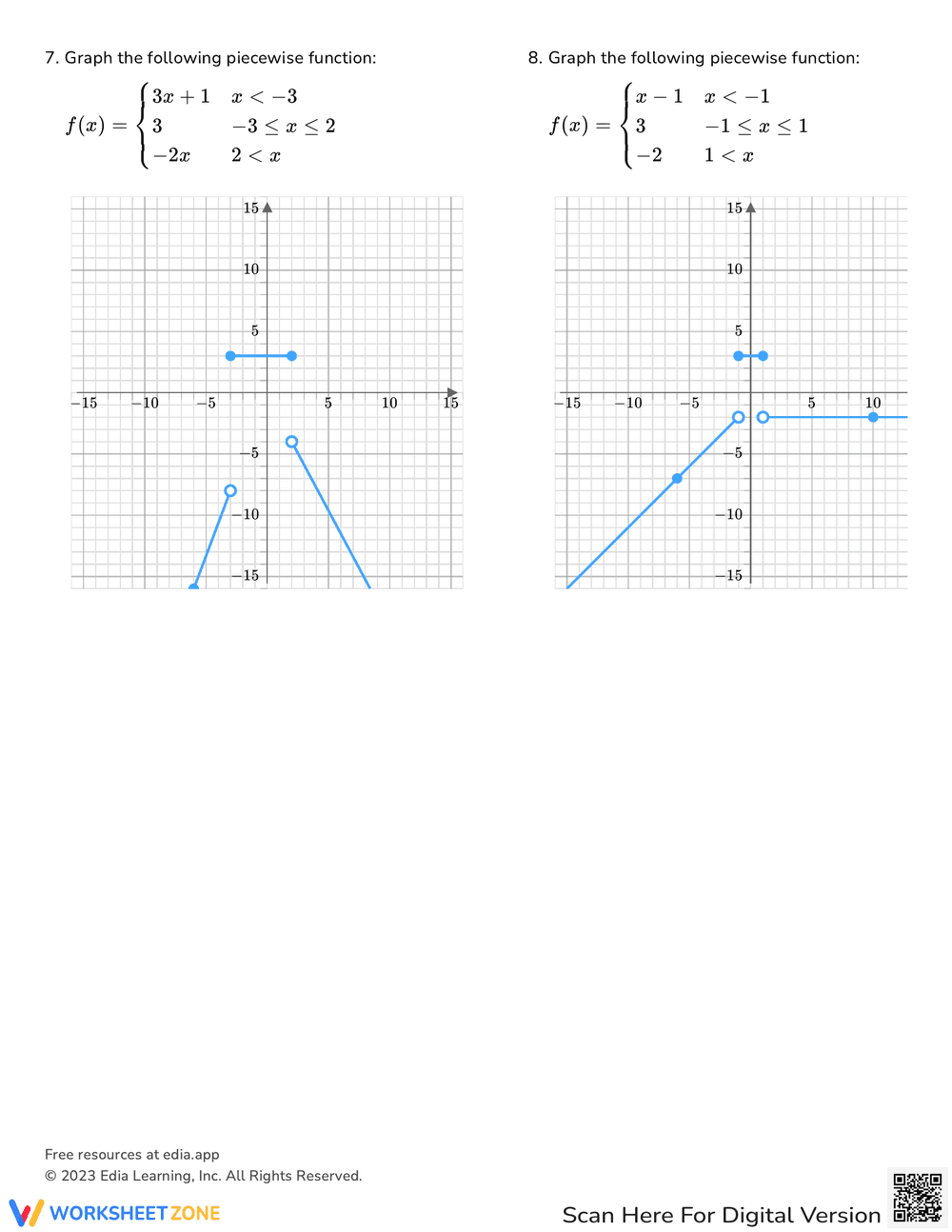 Graph Piecewise Functions with this Worksheet - Page 7